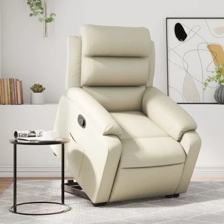Sillón reclinable elevable cuero artificial color crema de vidaXL, Sillones - Ref: Foro24-3205043, Precio: 310,63 €, Descuent...