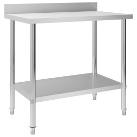 Mesa trabajo cocina y salpicadero acero inoxidable 100x60x93 cm de vidaXL, Restauración - Ref: Foro24-51189, Precio: 151,54 €...