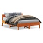 Estructura cama con cabecero madera pino marrón cera 120x200 cm de vidaXL, Camas y somieres - Ref: Foro24-842757, Precio: 128...