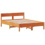 Estructura cama con cabecero madera pino marrón cera 120x200 cm de vidaXL, Camas y somieres - Ref: Foro24-842757, Precio: 128...