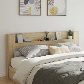 Cabecero de cama con LED roble Sonoma 220x16,5x103,5 cm de vidaXL, Cabeceros y pies de cama - Ref: Foro24-839275, Precio: 103...