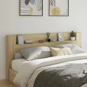 Cabecero de cama con LED roble Sonoma 220x16,5x103,5 cm de vidaXL, Cabeceros y pies de cama - Ref: Foro24-839275, Precio: 101...