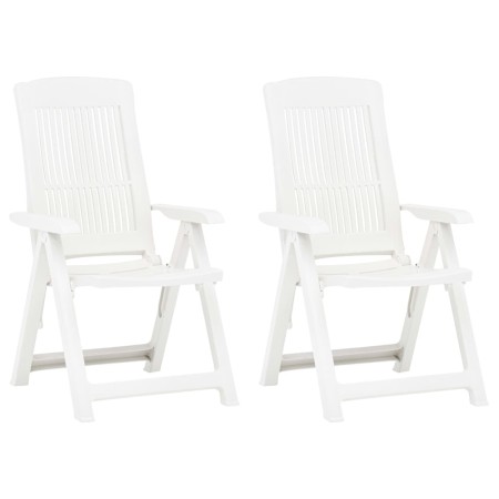 Sillas de jardín reclinables 2 unidades plástico blanco de vidaXL, Sillas de jardín - Ref: Foro24-48766, Precio: 141,01 €, De...