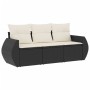 Set de sofás de jardín con cojines 3 pzas ratán sintético negro de vidaXL, Conjuntos de jardín - Ref: Foro24-3253393, Precio:...