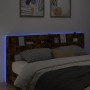 Cabecero de cama con luz LED roble ahumado 220x16,5x103,5 cm de vidaXL, Cabeceros y pies de cama - Ref: Foro24-839277, Precio...