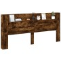 Cabecero de cama con luz LED roble ahumado 220x16,5x103,5 cm de vidaXL, Cabeceros y pies de cama - Ref: Foro24-839277, Precio...