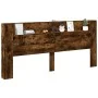 Cabecero de cama con luz LED roble ahumado 220x16,5x103,5 cm de vidaXL, Cabeceros y pies de cama - Ref: Foro24-839277, Precio...