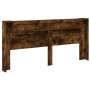 Cabecero de cama con luz LED roble ahumado 220x16,5x103,5 cm de vidaXL, Cabeceros y pies de cama - Ref: Foro24-839277, Precio...