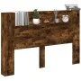 Cabecero de cama con luz LED roble ahumado 160x16,5x103,5 cm de vidaXL, Cabeceros y pies de cama - Ref: Foro24-839256, Precio...