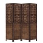 Biombo separador de 4 paneles madera paulownia marrón oscuro de vidaXL, Divisores de ambientes - Ref: Foro24-358706, Precio: ...