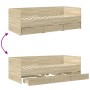 Tumbona con cajones madera ingeniería roble Sonoma 90x190 cm de vidaXL, Camas y somieres - Ref: Foro24-3280827, Precio: 175,6...