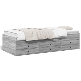 Tumbona con cajones madera ingeniería gris Sonoma 90x190 cm de vidaXL, Camas y somieres - Ref: Foro24-3280886, Precio: 211,13...