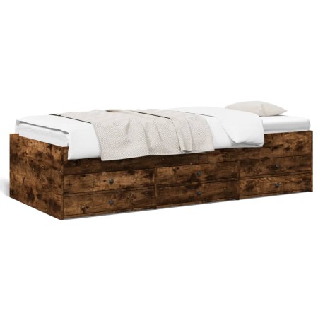 Tumbona con cajones madera ingeniería roble ahumado 100x200 cm de vidaXL, Camas y somieres - Ref: Foro24-3280871, Precio: 213...