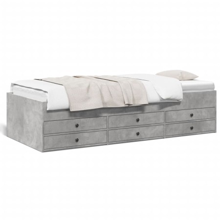 Tumbona con cajones madera ingeniería gris hormigón 90x190 cm de vidaXL, Camas y somieres - Ref: Foro24-3280884, Precio: 204,...