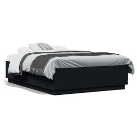 Black engineered wood bed frame 120x190 cm by vidaXL, Beds and slatted bases - Ref: Foro24-3209745, Price: 141,87 €, Discount: %