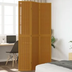 Biombo separador de 3 paneles madera maciza paulownia marrón de vidaXL, Divisores de ambientes - Ref: Foro24-358816, Precio: ...