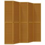Biombo separador de 5 paneles madera maciza paulownia marrón de vidaXL, Divisores de ambientes - Ref: Foro24-358823, Precio: ...