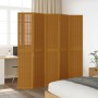 Biombo separador de 5 paneles madera maciza paulownia marrón de vidaXL, Divisores de ambientes - Ref: Foro24-358823, Precio: ...