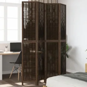 Dark brown paulownia wood 4-panel dividing screen by vidaXL, Room dividers - Ref: Foro24-358660, Price: 104,91 €, Discount: %