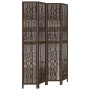 Biombo separador de 4 paneles madera paulownia marrón oscuro de vidaXL, Divisores de ambientes - Ref: Foro24-358660, Precio: ...