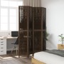 Biombo separador de 4 paneles madera paulownia marrón oscuro de vidaXL, Divisores de ambientes - Ref: Foro24-358660, Precio: ...