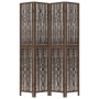 Biombo separador de 4 paneles madera paulownia marrón oscuro de vidaXL, Divisores de ambientes - Ref: Foro24-358660, Precio: ...