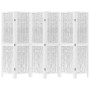 Biombo separador de 6 paneles madera maciza Paulownia blanco de vidaXL, Divisores de ambientes - Ref: Foro24-358681, Precio: ...