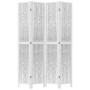 Biombo separador de 4 paneles madera maciza Paulownia blanco de vidaXL, Divisores de ambientes - Ref: Foro24-358676, Precio: ...