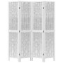 Biombo separador de 4 paneles madera maciza Paulownia blanco de vidaXL, Divisores de ambientes - Ref: Foro24-358674, Precio: ...