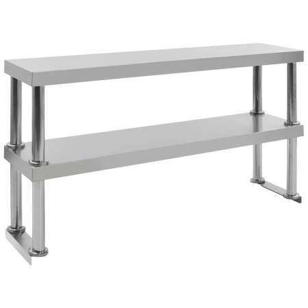 Estante mesa de trabajo 2 niveles acero inoxidable 120x30x65 cm de vidaXL, Restauración - Ref: Foro24-51193, Precio: 131,88 €...