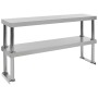 Estante mesa de trabajo 2 niveles acero inoxidable 120x30x65 cm de vidaXL, Restauración - Ref: Foro24-51193, Precio: 131,88 €...