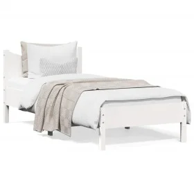 Solid white pine wood bed frame 100x200 cm by vidaXL, Beds and slatted bases - Ref: Foro24-844734, Price: 95,86 €, Discount: %
