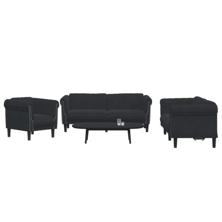 Juego de sofás 3 piezas terciopelo negro de vidaXL, Sofás - Ref: Foro24-3209214, Precio: 839,12 €, Descuento: %
