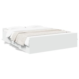 Estructura cama con cajones madera ingeniería blanca 160x200 cm de vidaXL, Camas y somieres - Ref: Foro24-3280279, Precio: 15...