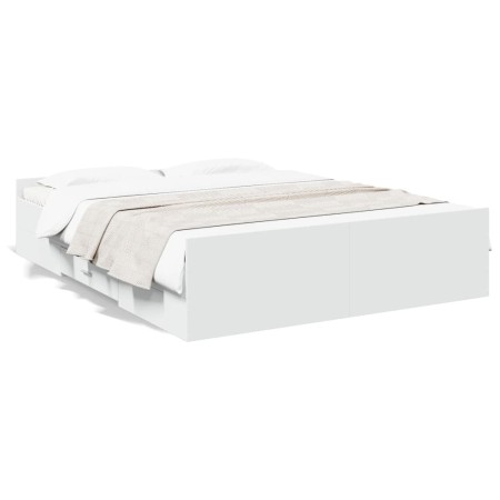 Estructura cama con cajones madera ingeniería blanca 160x200 cm de vidaXL, Camas y somieres - Ref: Foro24-3280279, Precio: 15...