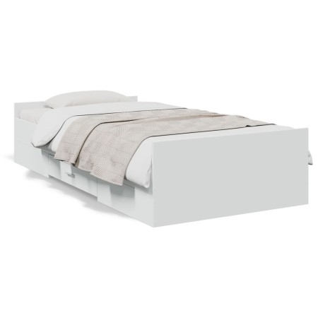 Cama con cajones madera de ingeniería blanco 100x200 cm de vidaXL, Camas y somieres - Ref: Foro24-3280328, Precio: 154,59 €, ...