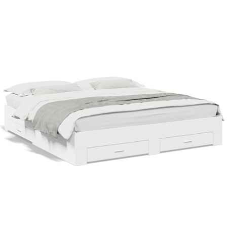 Estructura cama con cajones madera ingeniería blanca 180x200 cm de vidaXL, Camas y somieres - Ref: Foro24-3280363, Precio: 20...