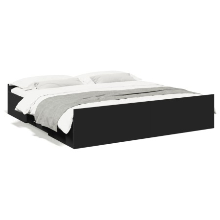 Estructura cama con cajones madera ingeniería negra 200x200 cm de vidaXL, Camas y somieres - Ref: Foro24-3280266, Precio: 168...