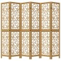 Biombo separador de 6 paneles madera maciza paulownia marrón de vidaXL, Divisores de ambientes - Ref: Foro24-358875, Precio: ...
