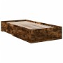 Cama con cajones madera de ingeniería roble ahumado 75x190 cm de vidaXL, Camas y somieres - Ref: Foro24-3280444, Precio: 104,...