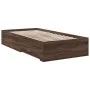 Oak brown engineered wood bed with drawers 75x190 cm by vidaXL, Beds and slatted bases - Ref: Foro24-3280446, Price: 106,17 €...