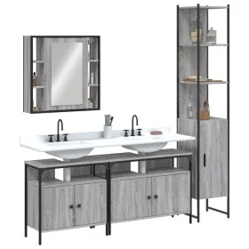 Set de armario de baño 4 pzas madera contrachapada gris sonoma de vidaXL, Muebles de baño - Ref: Foro24-3214748, Precio: 261,...