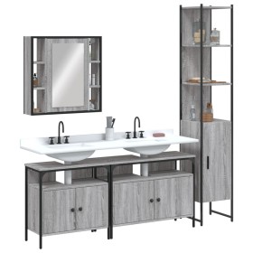 Set de armario de baño 4 pzas madera contrachapada gris sonoma de vidaXL, Muebles de baño - Ref: Foro24-3214748, Precio: 266,...