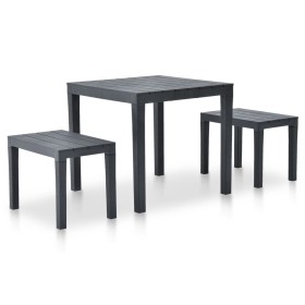 Mesa de jardín con 2 bancos plástico gris antracita de vidaXL, Conjuntos de jardín - Ref: Foro24-48778, Precio: 138,69 €, Des...