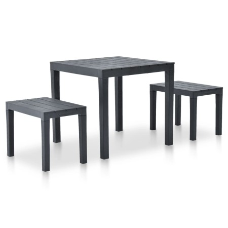 Mesa de jardín con 2 bancos plástico gris antracita de vidaXL, Conjuntos de jardín - Ref: Foro24-48778, Precio: 138,69 €, Des...