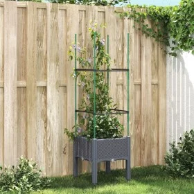 Jardinera con enrejado PP gris 40x40x142,5 cm de vidaXL, Maceteros y jardineras - Ref: Foro24-367946, Precio: 25,81 €, Descue...