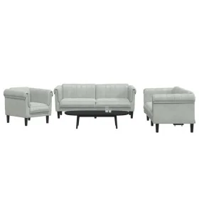 Juego de sofás 3 piezas terciopelo gris claro de vidaXL, Sofás - Ref: Foro24-3209209, Precio: 594,69 €, Descuento: %