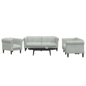 Juego de sofás 3 piezas terciopelo gris claro de vidaXL, Sofás - Ref: Foro24-3209209, Precio: 687,27 €, Descuento: %
