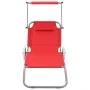 Tumbona plegable con toldo y ruedas acero roja de vidaXL, Tumbonas - Ref: Foro24-44324, Precio: 64,12 €, Descuento: %