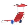 Tumbona plegable con toldo y ruedas acero roja de vidaXL, Tumbonas - Ref: Foro24-44324, Precio: 64,12 €, Descuento: %
